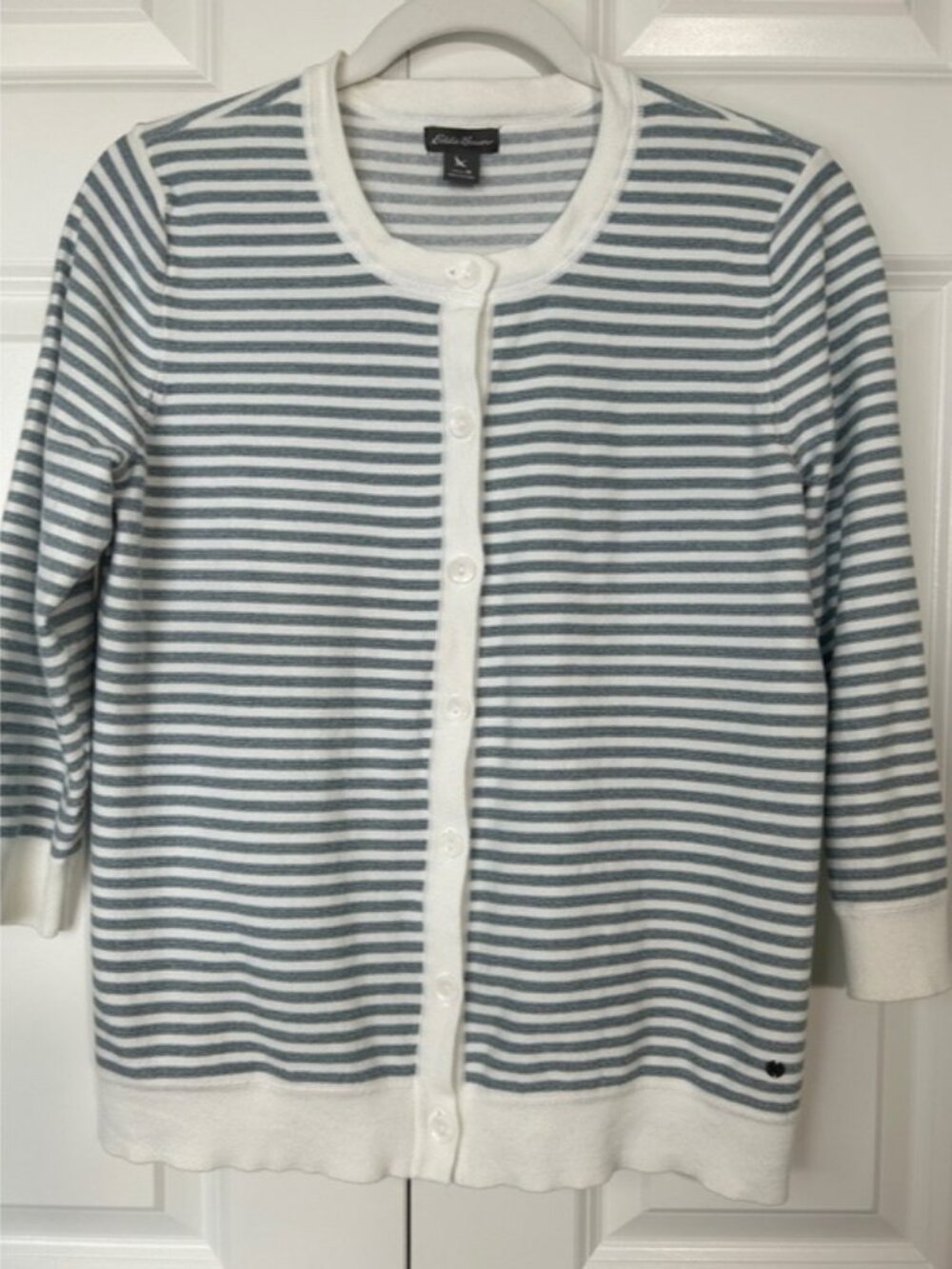 Eddie Bauer Women's Striped Cardigan - Blue and White